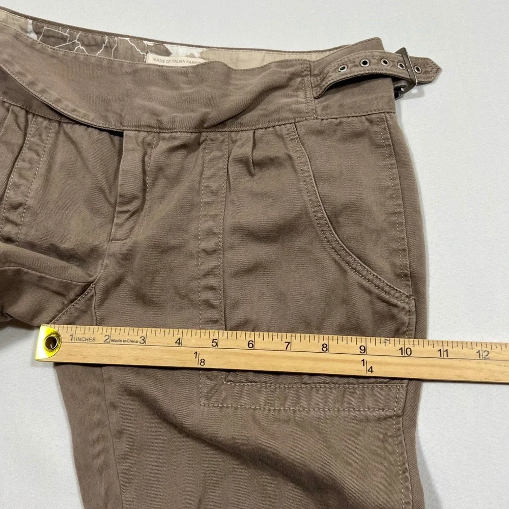 Banana Republic Heritage Utility Pants Italian Linen Blend Buckle Taupe Womens 2
